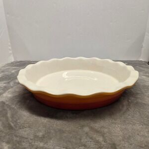 Unbranded Ombre Red Orange Ceramic Scalloped Pie Dish Baking Pan 10.5 Inch
